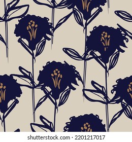 Floral brush strokes seamless pattern design for fashion textiles, graphics, backgrounds and crafts