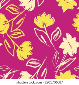 Floral brush strokes seamless pattern design for fashion textiles, graphics, backgrounds and crafts