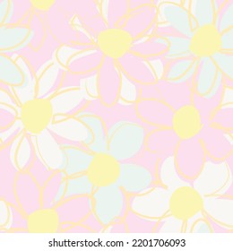 Floral brush strokes seamless pattern design for fashion textiles, graphics, backgrounds and crafts