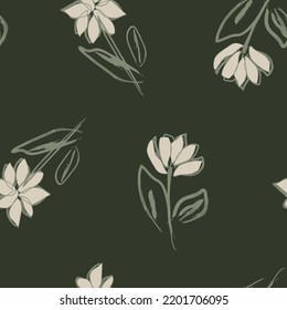 Floral brush strokes seamless pattern design for fashion textiles, graphics, backgrounds and crafts