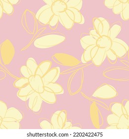 Floral brush strokes seamless pattern design for fashion textiles, graphics, backgrounds and crafts