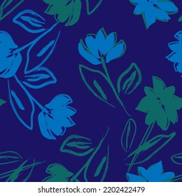 Floral brush strokes seamless pattern design for fashion textiles, graphics, backgrounds and crafts