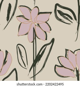 Paredes de pincel floral diseño de patrones sin fisuras para textiles de moda, gráficos, fondos y artesanías