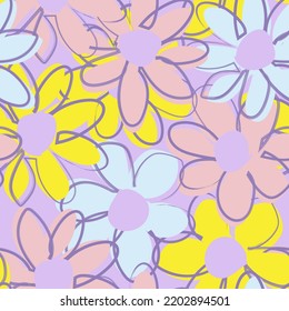 Floral brush strokes seamless pattern design for fashion textiles, graphics, backgrounds and crafts