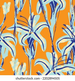 Floral brush strokes seamless pattern design for fashion textiles, graphics, backgrounds and crafts