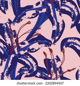 Floral brush strokes seamless pattern design for fashion textiles, graphics, backgrounds and crafts