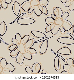 Floral brush strokes seamless pattern design for fashion textiles, graphics, backgrounds and crafts