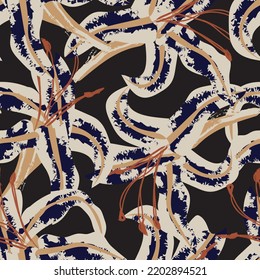 Floral brush strokes seamless pattern design for fashion textiles, graphics, backgrounds and crafts