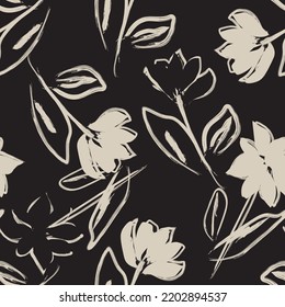 Floral brush strokes seamless pattern design for fashion textiles, graphics, backgrounds and crafts