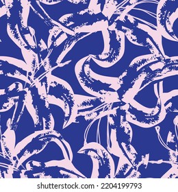 Floral brush strokes seamless pattern design for fashion textiles, graphics, backgrounds and crafts