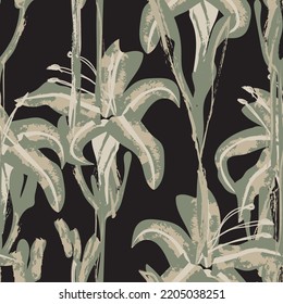 Floral brush strokes seamless pattern design for fashion textiles, graphics, backgrounds and crafts