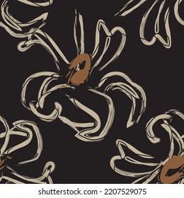 Floral brush strokes seamless pattern design for fashion textiles, graphics, backgrounds and crafts