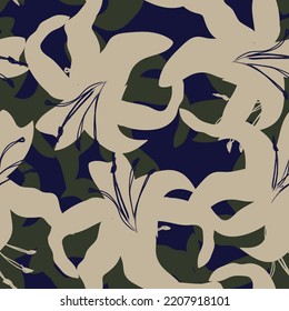 Floral brush strokes seamless pattern design for fashion textiles, graphics, backgrounds and crafts
