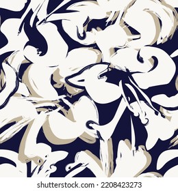 Floral brush strokes seamless pattern design for fashion textiles, graphics, backgrounds and crafts