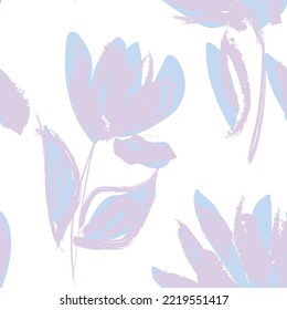 Floral brush strokes seamless pattern design for fashion textiles, graphics, backgrounds and crafts