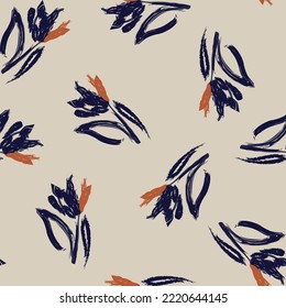 Floral brush strokes seamless pattern design for fashion textiles, graphics, backgrounds and crafts