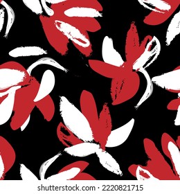Floral brush strokes seamless pattern design for fashion textiles, graphics, backgrounds and crafts