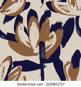 Floral brush strokes seamless pattern design for fashion textiles, graphics, backgrounds and crafts