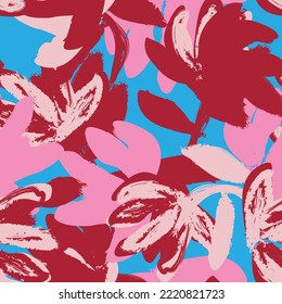 Floral brush strokes seamless pattern design for fashion textiles, graphics, backgrounds and crafts