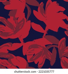 Floral brush strokes seamless pattern design for fashion textiles, graphics, backgrounds and crafts