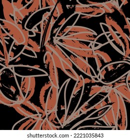 Floral brush strokes seamless pattern design for fashion textiles, graphics, backgrounds and crafts