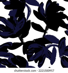 Floral brush strokes seamless pattern design for fashion textiles, graphics, backgrounds and crafts