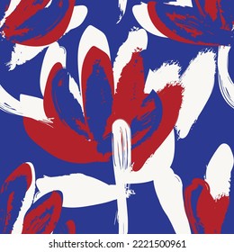 Floral brush strokes seamless pattern design for fashion textiles, graphics, backgrounds and crafts