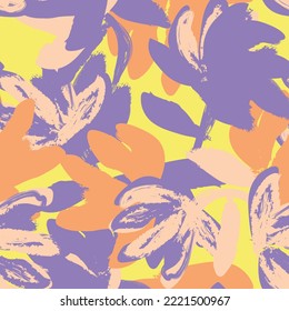 Floral brush strokes seamless pattern design for fashion textiles, graphics, backgrounds and crafts