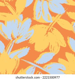 Floral brush strokes seamless pattern design for fashion textiles, graphics, backgrounds and crafts