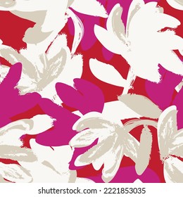 Floral brush strokes seamless pattern design for fashion textiles, graphics, backgrounds and crafts