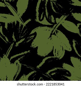 Floral brush strokes seamless pattern design for fashion textiles, graphics, backgrounds and crafts