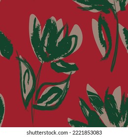 Pinselstriche mit floralem Pinsel nahtloses Muster für Modetextilien, Grafiken, Hintergründe und Handwerkskunst