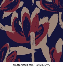 Floral brush strokes seamless pattern design for fashion textiles, graphics, backgrounds and crafts