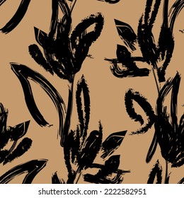 Floral brush strokes seamless pattern design for fashion textiles, graphics, backgrounds and crafts