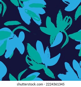 Floral brush strokes seamless pattern design for fashion textiles, graphics, backgrounds and crafts