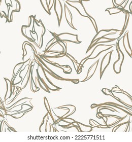 Floral brush strokes seamless pattern design for fashion textiles, graphics, backgrounds and crafts