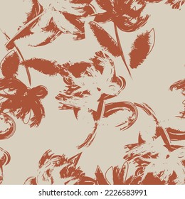 Floral brush strokes seamless pattern design for fashion textiles, graphics, backgrounds and crafts