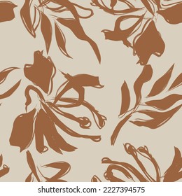 Floral brush strokes seamless pattern design for fashion textiles, graphics, backgrounds and crafts