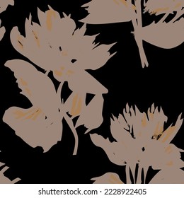Floral brush strokes seamless pattern design for fashion textiles, graphics, backgrounds and crafts
