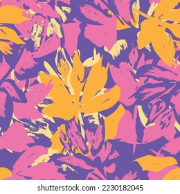 Floral brush strokes seamless pattern design for fashion textiles, graphics, backgrounds and crafts