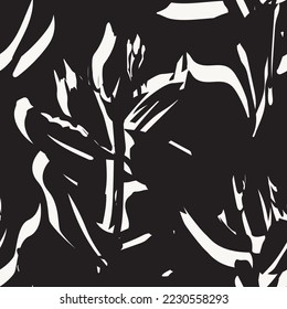 Floral brush strokes seamless pattern design for fashion textiles, graphics, backgrounds and crafts