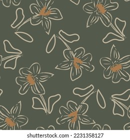 Floral brush strokes seamless pattern design for fashion textiles, graphics, backgrounds and crafts