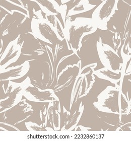 Floral brush strokes seamless pattern design for fashion textiles, graphics, backgrounds and crafts