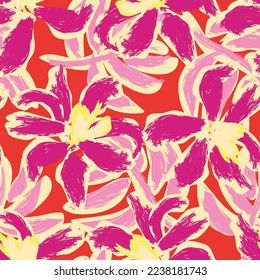 Floral brush strokes seamless pattern design for fashion textiles, graphics, backgrounds and crafts