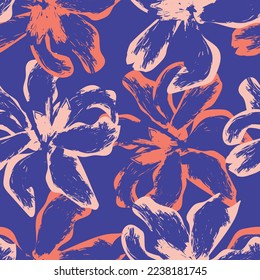 Floral brush strokes seamless pattern design for fashion textiles, graphics, backgrounds and crafts