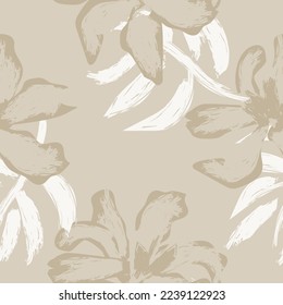 Floral brush strokes seamless pattern design for fashion textiles, graphics, backgrounds and crafts