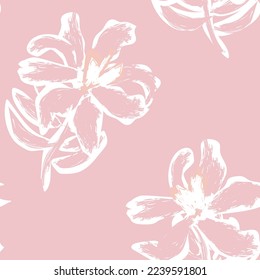 Floral brush strokes seamless pattern design for fashion textiles, graphics, backgrounds and crafts