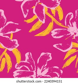 Floral brush strokes seamless pattern design for fashion textiles, graphics, backgrounds and crafts