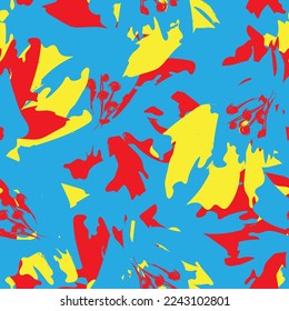 Floral brush strokes seamless pattern design for fashion textiles, graphics, backgrounds and crafts