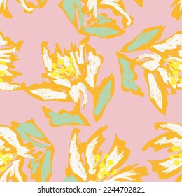 Floral brush strokes seamless pattern design for fashion textiles, graphics, backgrounds and crafts